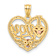 14k Tri-color Gold Textured I Love You Heart Pendant
