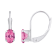 6x4mm Oval Pink Topaz Rhodium Over 10k White Gold Drop Earrings