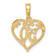 14k Yellow Gold Textured 50 in Heart Cut-out Pendant