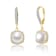 Pear Shape Pearl Simulant Drop Earrings In 14K Gold Over Sterling Silver