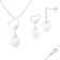 7-9mm Drop White Freshwater Pearl and CZ Rhodium Over Sterling Earring
and Pendant W/Chain Set
