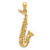 14k Yellow Gold Solid Polished and Textured 3D Saxophone Pendant