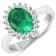 1.19ctw Green Emerald and Diamond 14K White Gold Halo Ring