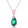 Emerald Color CZ Teardrop Pendant In 18K Rose Gold Over Sterling Silver