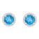 6mm Round Blue Topaz 1/5 ctw Diamond Rhodium Over Sterling Silver Halo
Stud Earrings