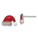 Rhodium Over Sterling Silver Enamel/Crystal Santa Hat Post Earrings