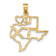 14k Yellow Gold Solid Texas State Pendant