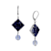 Square Semi-Precious & Round Bead Drop Earrings