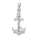 Rhodium Over Sterling Silver 3D Anchor with Rope and Shackle Pendant