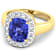 3.41ctw Violet Tanzanite and Diamond 14K Yellow Gold Halo Ring