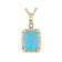 Turquoise With Yellow Diamond And White Zircon Pendant Necklace In 18K
Gold Over Sterling Silver