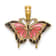 14k Yellow Gold Small Enameled Pink Butterfly Pendant