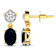 1.50ctw 14K Yellow Gold Blue Sapphire and White Diamond Halo Earrings