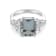 9x7mm Rectangular Octagonal Aquamarine and White CZ Rhodium Over
Sterling Silver Ring, 2.10ctw