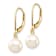 10k Yellow Gold 7-8mm White Round Freshwater Cultured Pearl Dangle Earrings