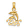 10K Yellow Gold Textured Mini Double Dolphins and Waves Charm