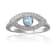 Blue Topaz with Moissanite Accents Rhodium Over Sterling Silver Evil Eye
Halo Ring