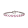 Pink Cubic Zirconia Heart Rhodium over Sterling Silver Tennis Bracelet