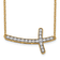 14K Yellow Gold Lab Grown Diamond VS/SI GH, Sideways Cross 18 Inch Necklace