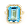 Blue Topaz And White Zircon Ring In 18K Gold Over Sterling Silver 11.93ctw