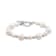 6-10mm Round White Freshwater Pearl and Beaded Sterling Silver Bracelet
with Toggle Clasp