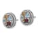 Sterling Silver Rhodium-plated with 14K Accent Multi Gemstone Stud Earrings