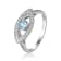 Blue Topaz with Moissanite Accents Rhodium Over Sterling Silver Evil Eye
Halo Ring