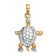 14K Two-tone Gold  3D Textured Land Turtle with Moveable Head Charm