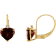 10K Yellow Gold Garnet and Diamond Heart Leverback Earrings 2.53ctw