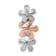 14k Rose Gold and White Gold Diamond Three Flower Chain Slide