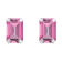 6x4mm Emerald Cut Pink Topaz Rhodium Over 10k White Gold Stud Earrings