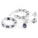 Blue And White CZ Stud And Hoop Earring Set In Platinum-Enhanced
Sterling Silver 5.18ctw