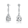 Pear Shape CZ Halo Drop Earrings In Sterling Silver