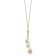 14K Tri-color Puff Heart Lariat with 2-inch Extension Necklace