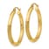 14k Yellow Gold Satin and Diamond-Cut 1 3/16" Round Hoop Earrings