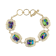 Multi-Color Blended Turquoise and Filigree Toggle Bracelet In 18K Gold
Over Sterling Silver