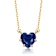 Sapphire Color CZ Heart-Shape Solitaire Necklace In 14K Gold Over Brass