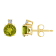 5mm Round Peridot with Diamond Accents 14k Yellow Gold Stud Earrings