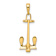 14k Yellow Gold 3D Navy Anchor Pendant