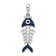 Rhodium Over Sterling Silver Polished 3D Enameled Fishbone Pendant