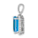 Rhodium Over 10k White Gold 5.07 cttw Emerald-cut Swiss Blue Topaz and
Diamond Halo Pendant