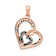 14k Rose Gold Champagne and White Diamond Hearts Pendant