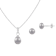 6.5-7mm Button/Drop Gray Freshwater Pearl Rhodium Over Sterling Earring
and Pendant W/Chain Set