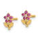 14K Yellow Gold Polished Dark Pink and White Cubic Zirconia Stone Flower
Stud Earrings