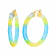 14K Yellow Gold Over Sterling Silver Painted Hoops in Blue and Yellow