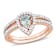 Aquamarine and Diamond 10K Rose Gold Halo Ring Set 0.73ctw