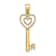 10K Yellow Gold Key with Heart Sweet 16 Charm