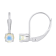 4mm Round Moonstone Rhodium Over 14k White Gold Drop Earrings
