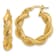 14K Yellow Gold 1" Polished and Textured Twisted Hoop Earrings