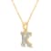White Diamond Accent 10k Yellow Gold K Initial Pendant With 18” Rope Chain